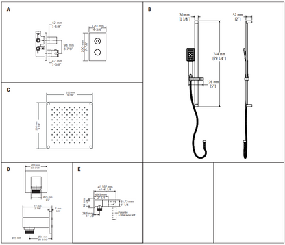 Rubi - Ensemble de douche Kali thermostatique 1/2''