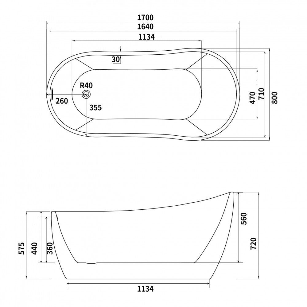 Baignoire autoportante Sin 67",