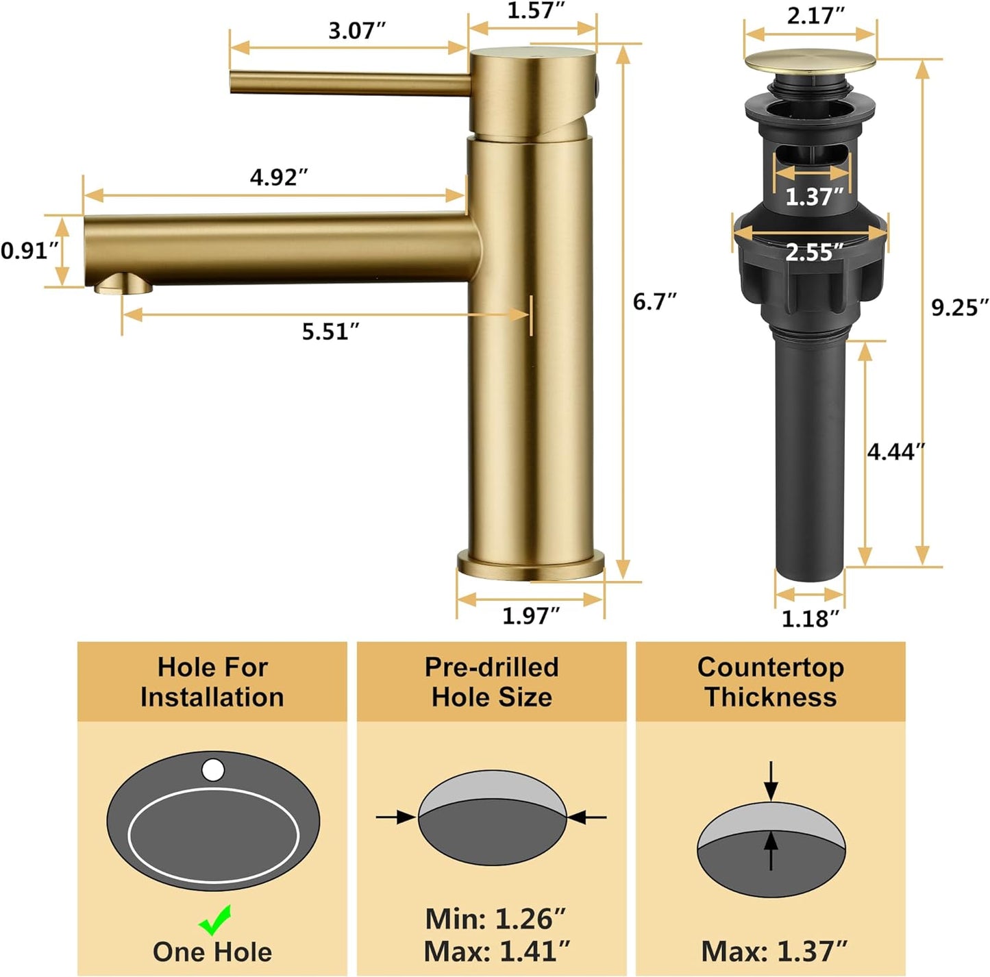 Borua Robinet de Lavabo Tohlar - Gold