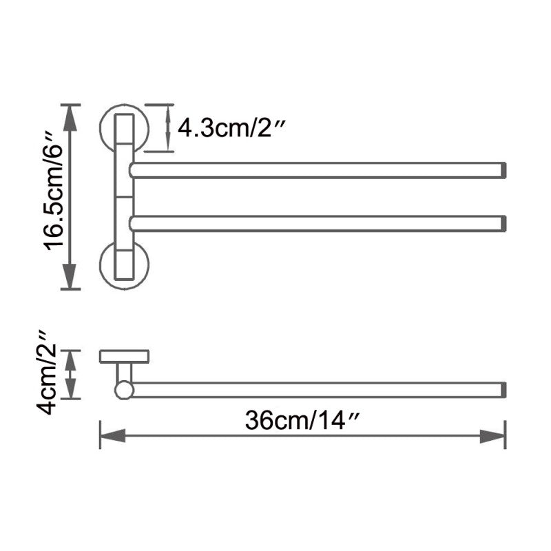 Towel rack - 2 arms - 14"