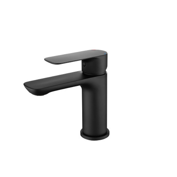 Robinet de lavabo monotrou noir mat avec coins arrondis