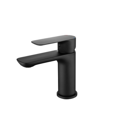 Robinet de lavabo monotrou noir mat avec coins arrondis