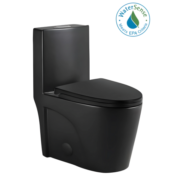 Matte Black One-piece Dual-Flush Toilet