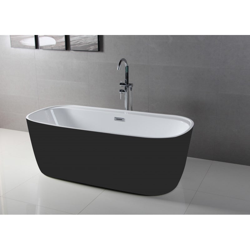 Volos 63" Black Freestanding Bathtub