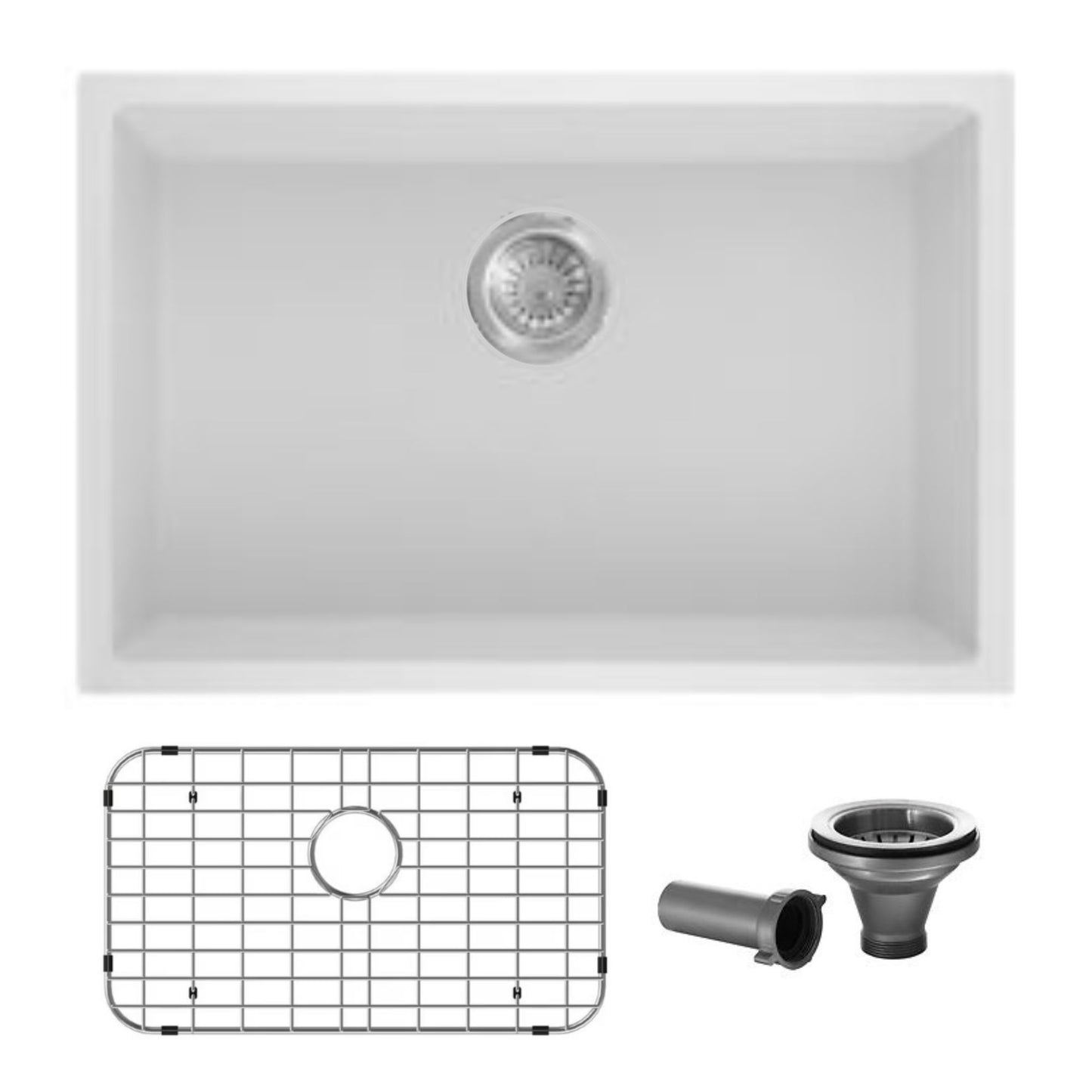 Evier de cuisine Composite granit Blanc avec grilles