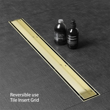 Drain linéaire en Acier inoxydable fini or mat