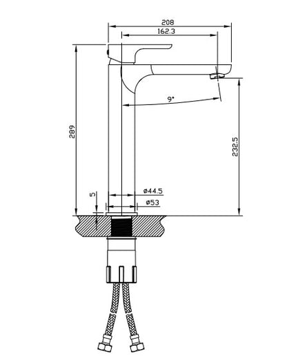 Hades 12", blanc et chrome, robinet de lavabo