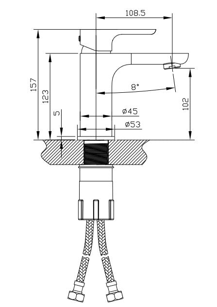 Hades 6", white and chrome, sink faucet