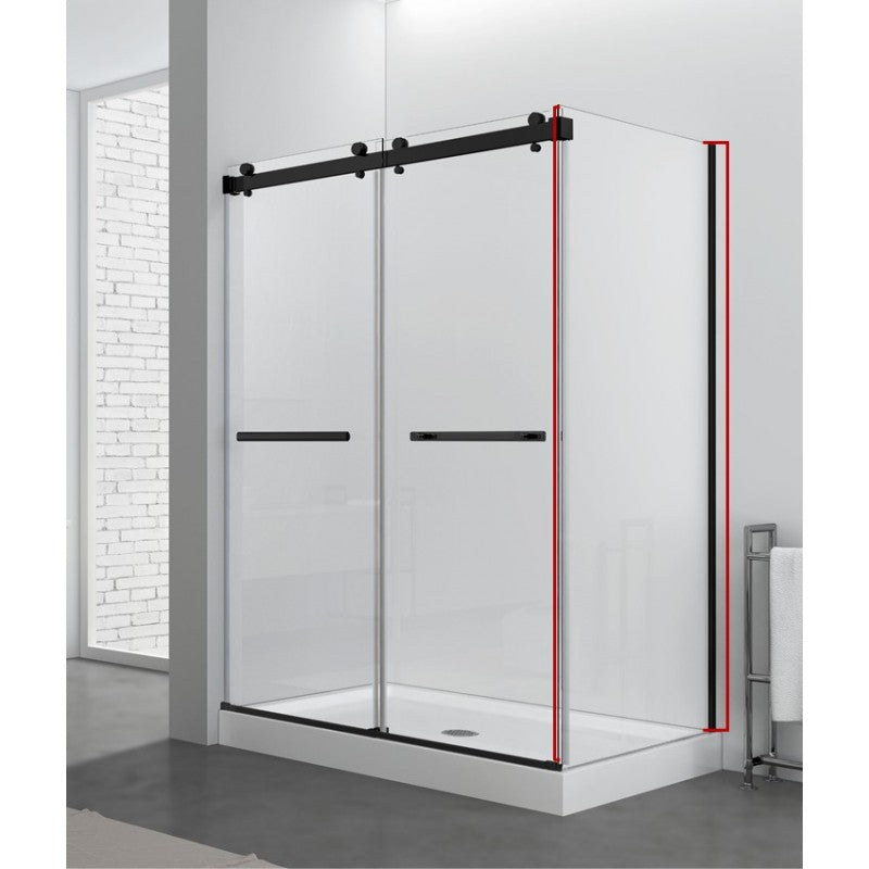 Hestia 36", black, shower side glass panel