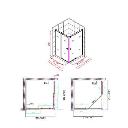 Hygie 36" chrome square shower