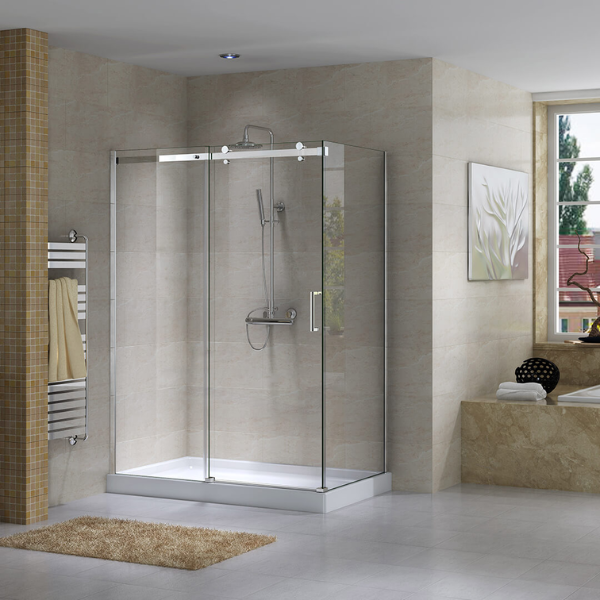 Porte de Douche Quartz 8mm 32x48” - En Coin - Sans Base - Chrome