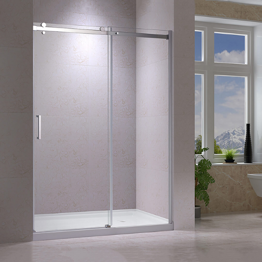 Porte de Douche Coulissante Quartz 60” - Porte + Base - Chrome