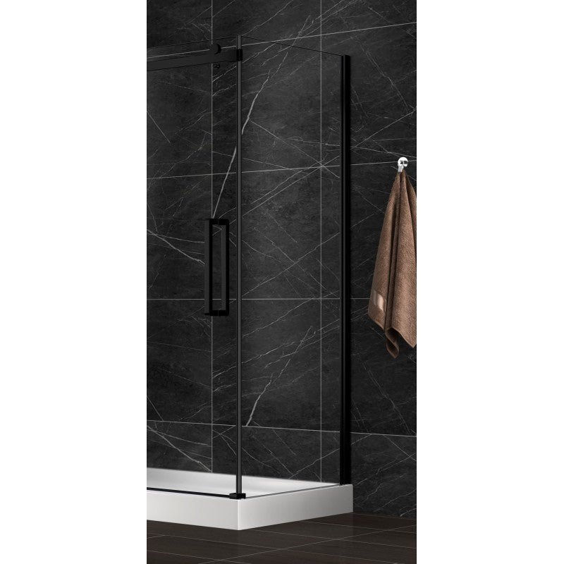 Lugus 36", chrome, shower side glass panel