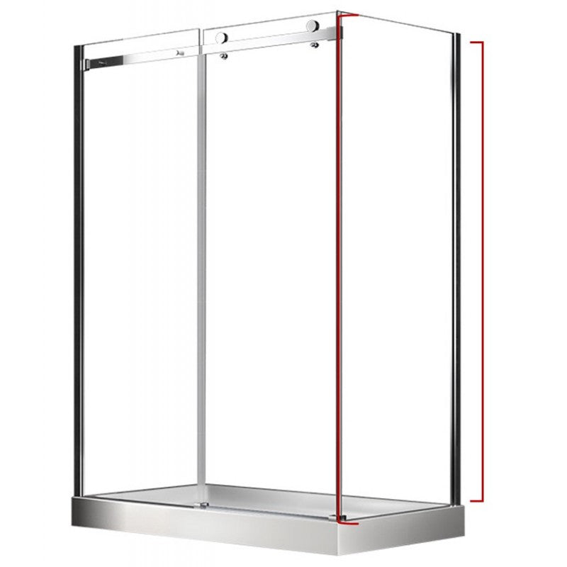 Lugus 36", chrome, shower side glass panel