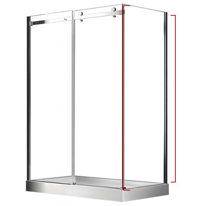 Lugus 36", chrome, shower side glass panel