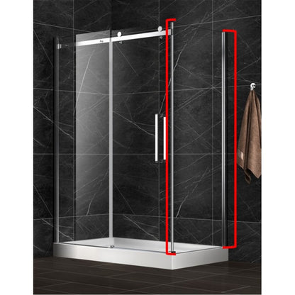 Lugus 36", chrome, shower side glass panel