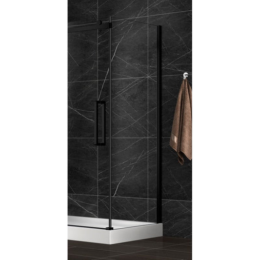 Ploutos 36", black, shower side glass panel