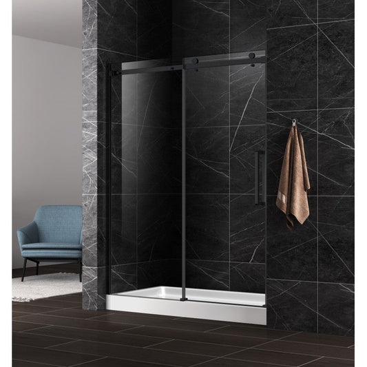 Poutos 48", black, shower glass door