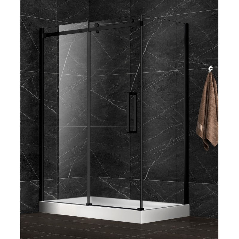 Poutos 32", black, shower side glass panel