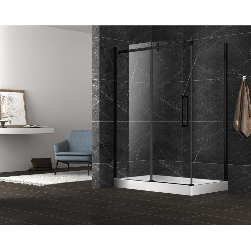 Poutos 32", black, shower side glass panel