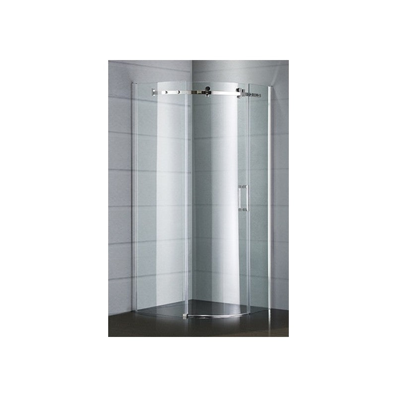 Mermaid 40" polished chrome, round corner shower 