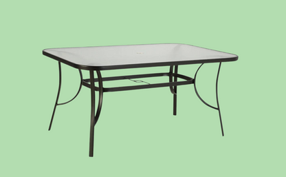 Table de patio élégante avec comptoir en verre et cadre en métal LUZON pour l'extérieur