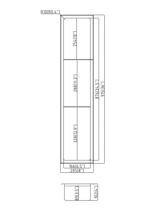 Stainless steel shower niche, 8" x 36"