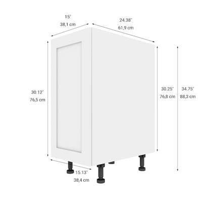 Kitchen Base Cabinet 15in Shaker with door