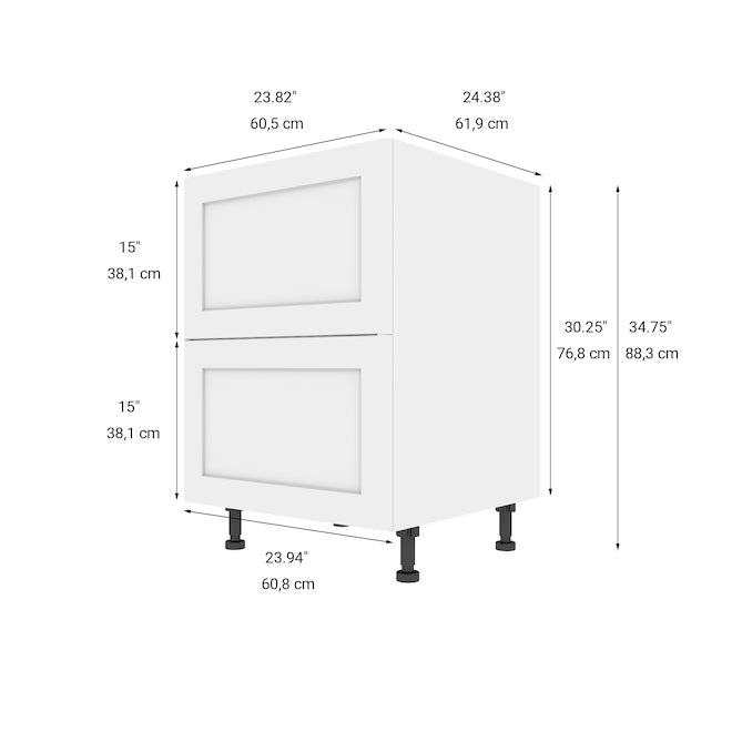 Kitchen Base Cabinet 24in Shaker with drawers