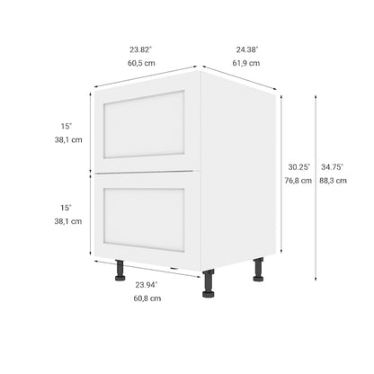 Kitchen Base Cabinet 24in Shaker with drawers