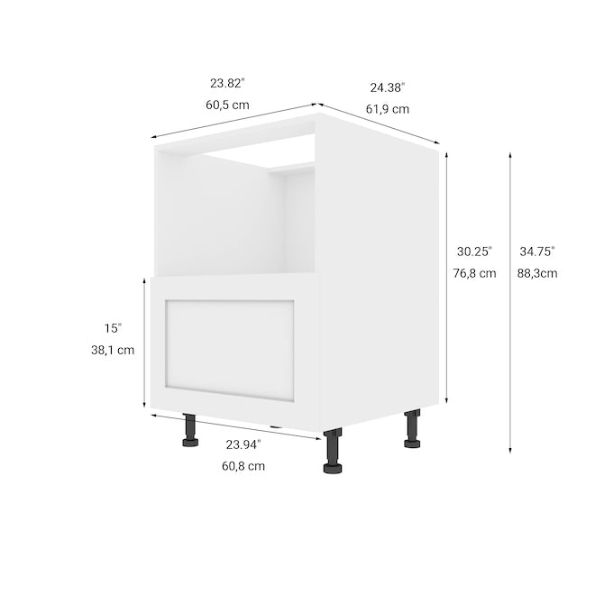 Kitchen Base Cabinet 24in Shaker with drawer and microwave space