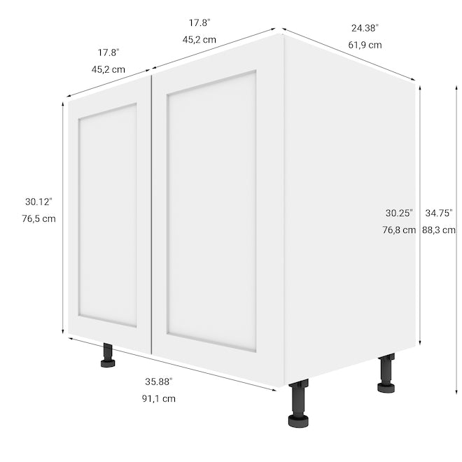 Kitchen Base Cabinet 36in Shaker with doors