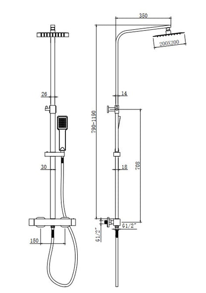 Ares, polished chrome shower column