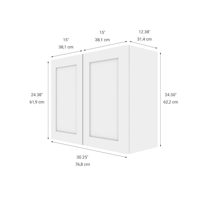 Kitchen Wall Cabinet 30in by 24in Shaker with door