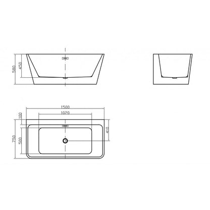 ID BIL 59" Freestanding Bathtub - White 