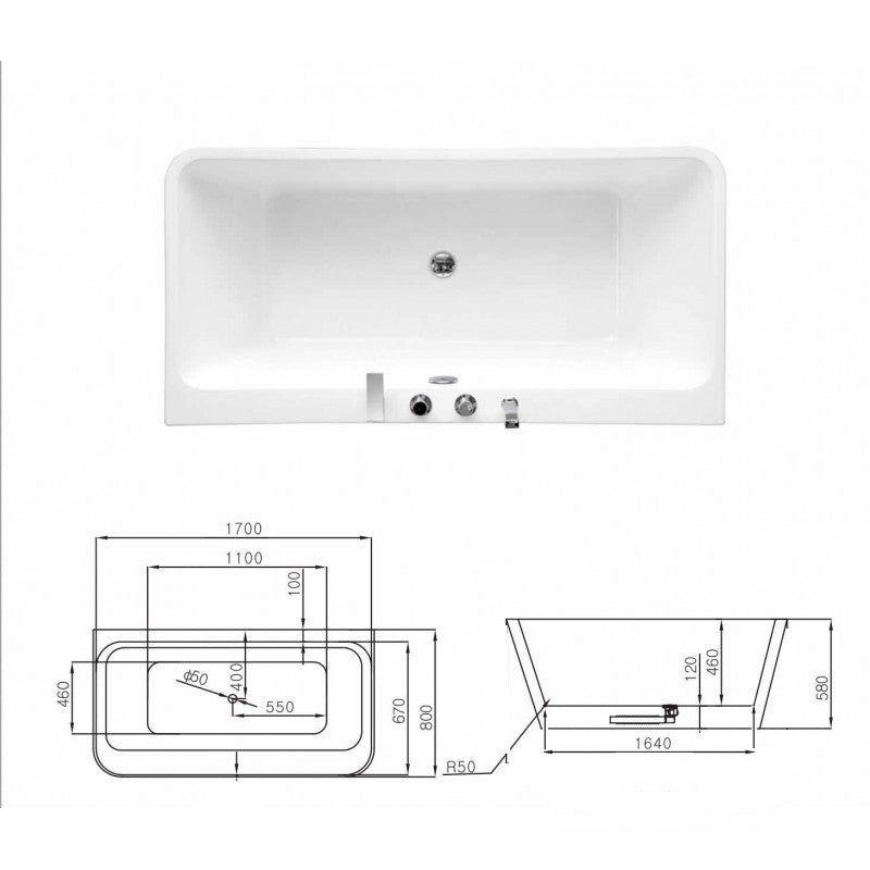 ID BIL 67" Freestanding Bathtub - White 