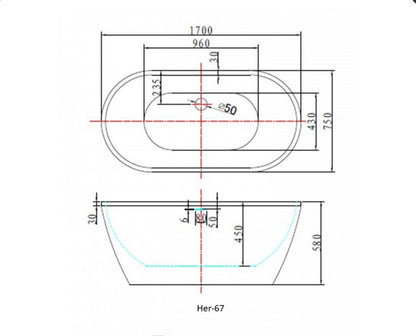 Herman 67" black, freestanding bathtub