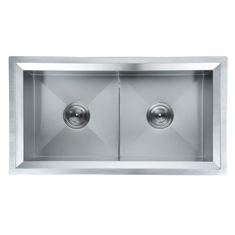 Cantina 32'' 50/50 Stainless Steel Undermount Kitchen Sink - Center Drain 