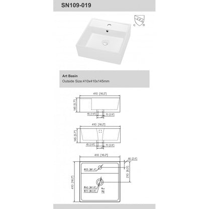 Bassin en porcelaine Fidji 16 po