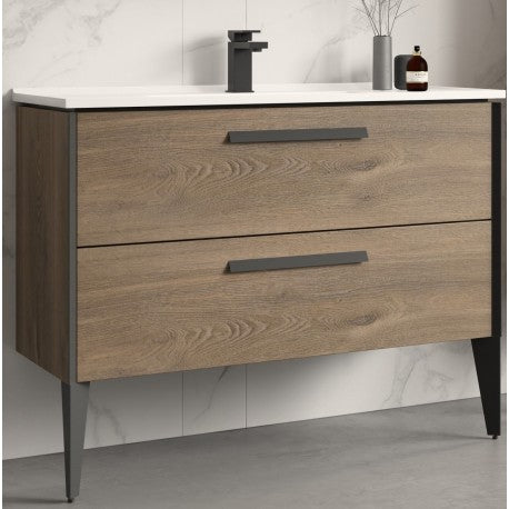 Helsinki 31.5" Caramel Oak, Vanité Murale avec 2 pattes