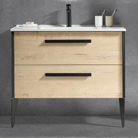 Helsinki 39.5" Vick Oak, Wall Vanity with 2 legs