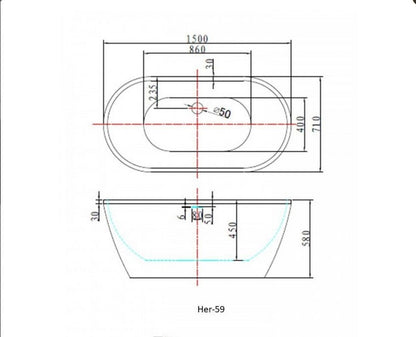 Herman 59" black, freestanding bathtub