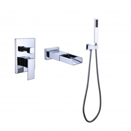 Hermes, polished chrome wall-mounted bathtub faucet