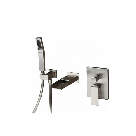 Hermes, brushed chrome wall-mounted bathtub faucet