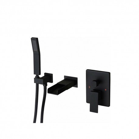 Hermes, matte black wall-mounted bathtub faucet