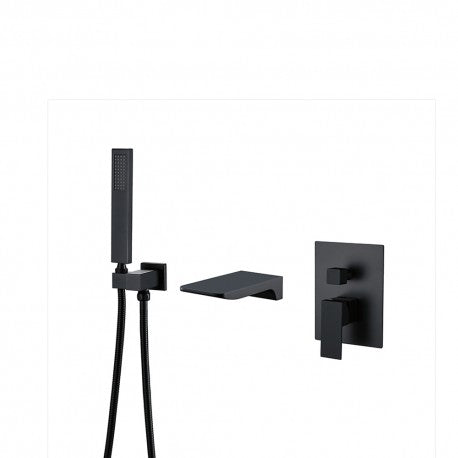 Hermes, matte black wall-mounted bathtub faucet