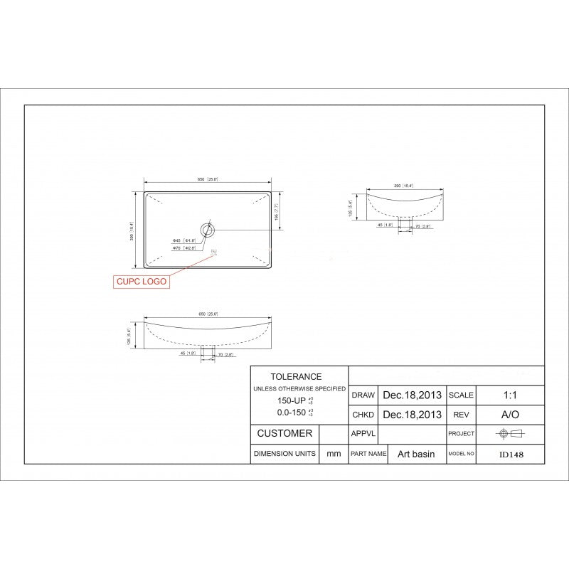 Indra 25.6" Porcelain Sink