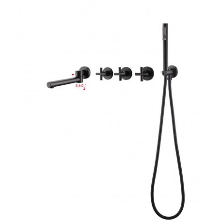 Njord, Wall Mounted Bath Faucet - Black