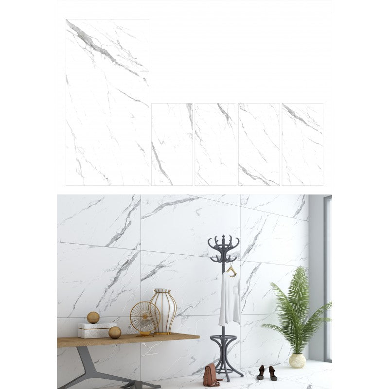 Perseo Carrara, matte finish ceramic 24" x 48