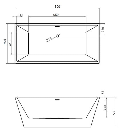 ID 59" Freestanding Roman Bathtub - Black